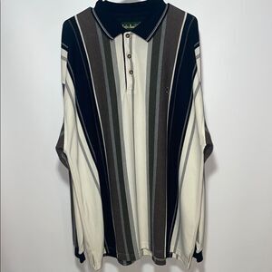 Black and Gray Long Sleeve Tee with Vertical Stripes